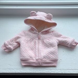 Carter's Light Pink Quilted Hoodie with Bear Ears